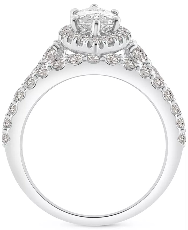 Set -[14K, 2-1/4 Ct. T.W.] White Gold  GIA Certified Diamond Marquise Halo Bridal Set