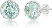 Roped Halo Gemstone round Stud Earrings