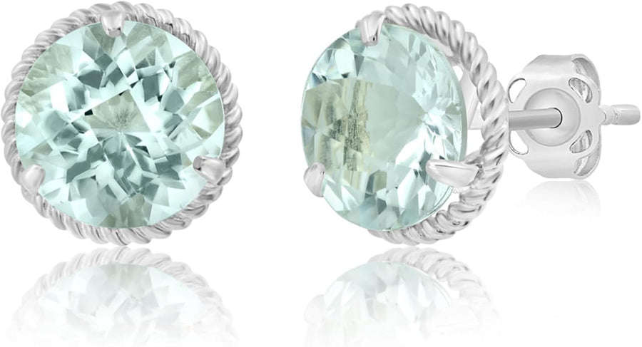 Roped Halo Gemstone round Stud Earrings