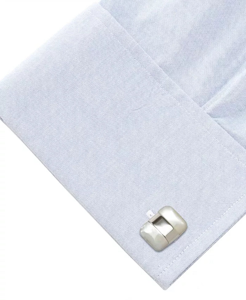 Men's Silver Wrapped Mother of Pearl Cufflinks