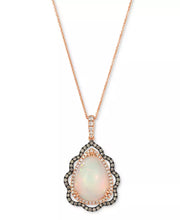 [14K] Strawberry Gold Neopolitan Opal (3-1/2 Ct. T.W.), Nude Diamond (1/4 Ct. T.W.) & Chocolate Diamond (1/3 Ct. T.W.) Necklace