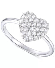 [10K, 1/2 Ct. T.W.] White Gold Diamond Pavã© Heart Ring