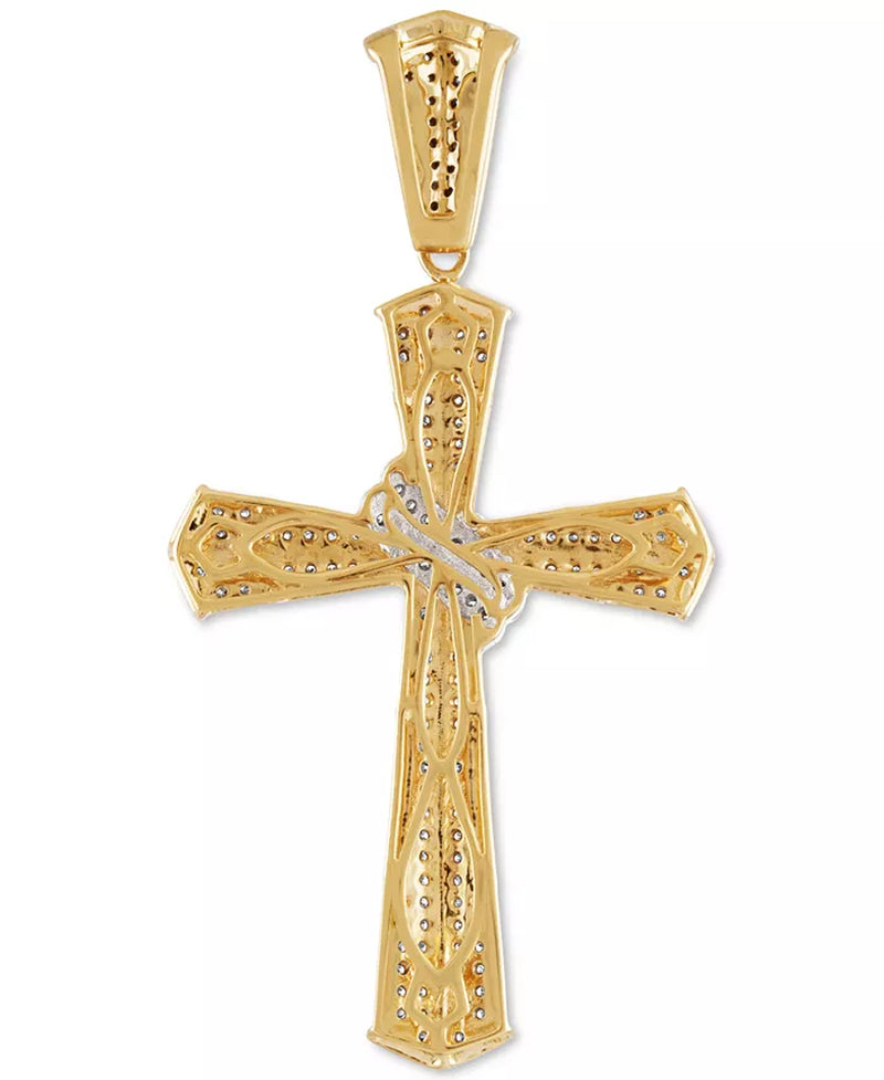 [10K, 1/2 Ct. T.W.] Gold Diamond Cluster Cross Pendant