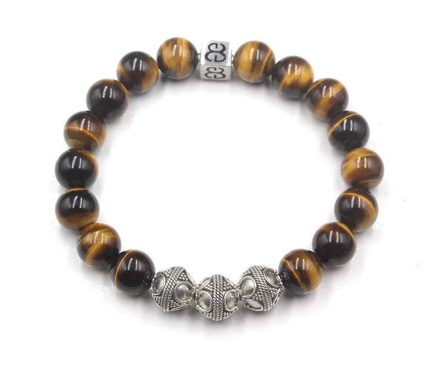 Men'S Tiger'S Eye Bracelet, Tiger'S Eye and Sterling Silver Bali Beads Bracelet, Men'S Designer Bracelet