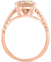 [14K] Rose Gold Morganite (3-1/10 Ct. T.W.) & Diamond (1/5 Ct. T.W.) Crisscross Ring