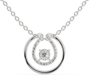 [14K, 18K, 0.26 Ct] Gold Circle Solitaire Style Pendant Necklace Natural Round Diamonds Necklace