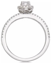 [14K, 1/2 Ct. T.W] White Gold Diamond Halo Engagement Ring