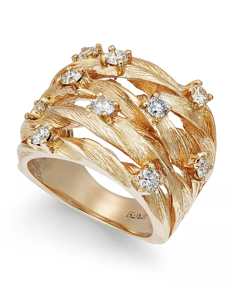 D'Oro by EFFYÂ® Diamond Woven Ring (1 Ct. T.W.) in 14K Yellow Gold (Also Available in White Gold)