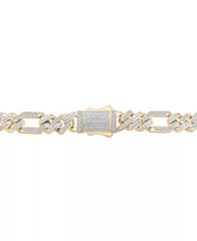 [10K, 1 Ct. T.W.] Gold Diamond Figaro Link Men's Bracelet