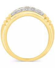 [10K, 1 Ct. T.W.] Gold Men's Diamond Three Row Dome Ring