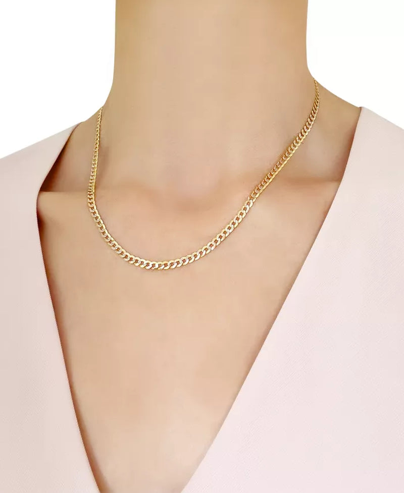 18" Two-Tone Open Curb Link Chain Necklace (3-5/8Mm) in Solid 14K Gold & White Gold