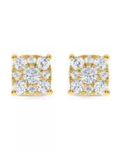 [10K, 2 Ct. T.W.] Unisex Diamond Square Cluster Stud Earrings