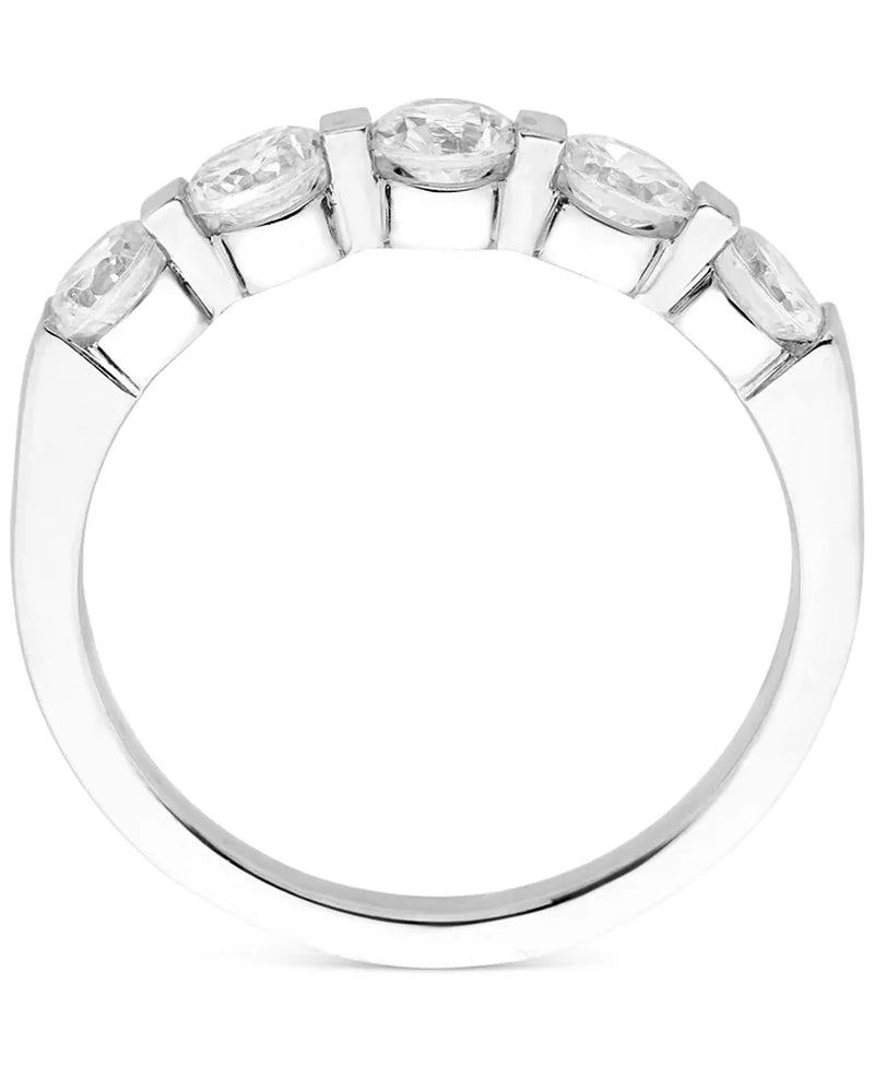 [14K, 1-1/2 Ct. T.W.] White Gold Five Stone Diamond Band