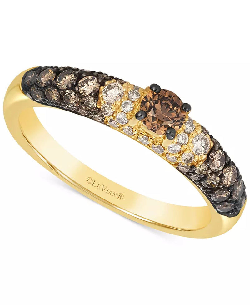 [14K, 3/4 Ct. T.W.] Gold Chocolate Ombrã© Diamond & Nude Diamond Ring