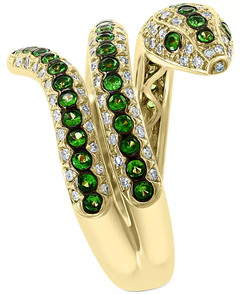 [14K] Gold Tsavorite (1/2 Ct. T.W.) & Diamond (3/8 Ct. T.W.) Snake Ring