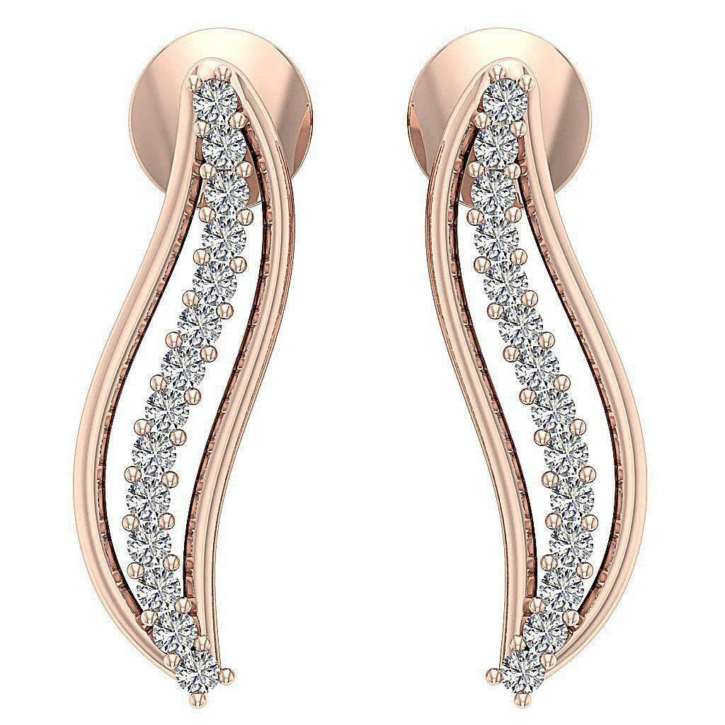 [14K, 0.15 Ct] Gold Fashion Huggie Earrings With Natural Diamonds