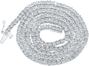 [1-1/2 Cttw] Sterling Silver Round Diamond Single Row 24-Inch Link Chain Necklace