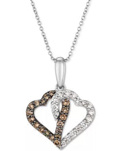 [14K, 1/5 Ct. T.W.] Yello White Chocolate Diamond & Nude Diamond Interlocking Heart Pendant Necklace