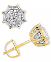 [10K, 1/4 Ct. T.W.] Men's Gold Diamond Octagon Cluster Stud Earrings