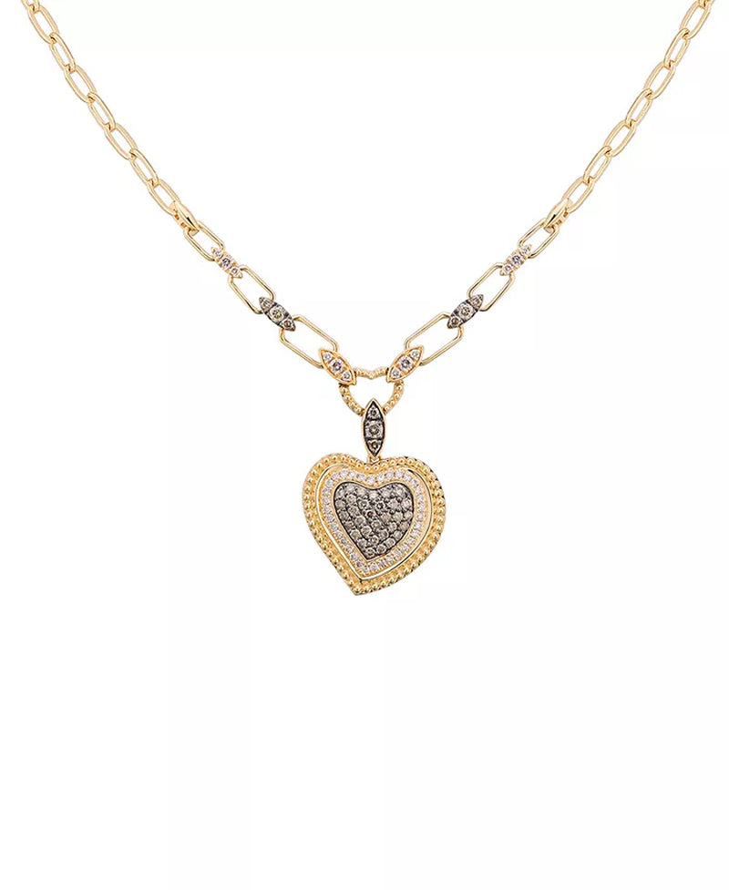 [14K, 3/4 Ct. T.W.] Yellow Gold Godiva Diamond Heart Necklace