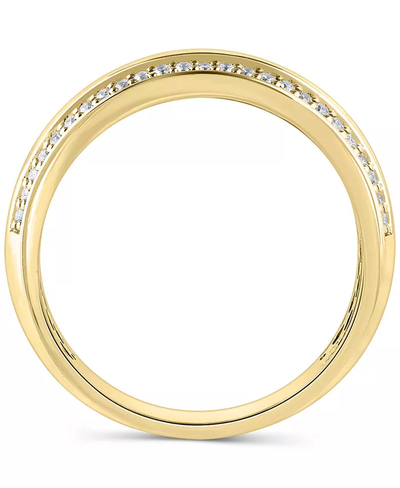 [10K, 1/3 Ct. T.W.] Gold Men's Diamond Double Row Band
