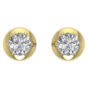 [14K, 0.30 Ct] Yellow Gold Solitaire Studs Earrings Natural Round Cut Diamond