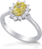 Yellow Diamond Engagement Halo Ring Set