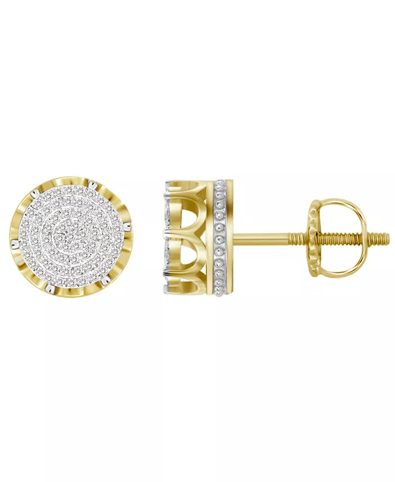 [10K, 1/3 Ct.T.W.] Mens Yellow Gold  Diamond Earring Set