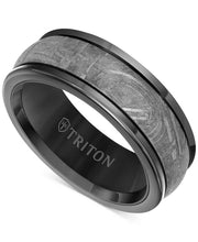 Tungsten Carbide Meteorite Insert Round Edge Men's Wedding Band