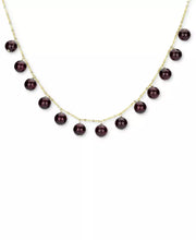 [14K] Gold Garnet Bead Dangle 18" Statement Necklace 