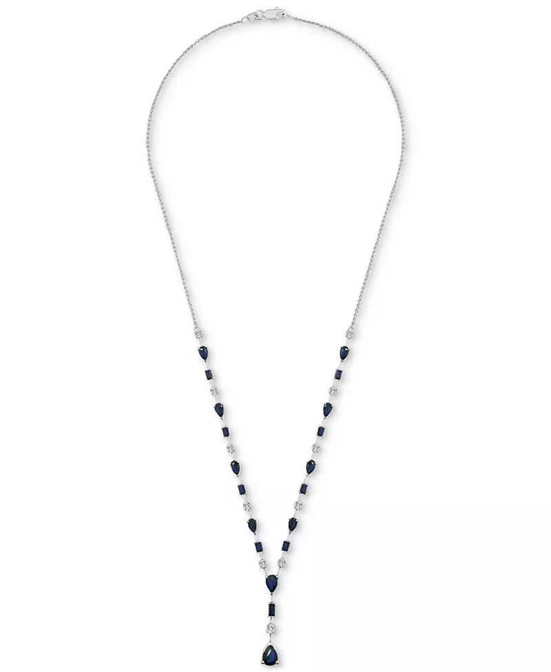 Sterling Silver Blue Sapphire (5 Ct. T.W.) & White Sapphire (5/8 Ct. T.W.) 17" Lariat Necklace