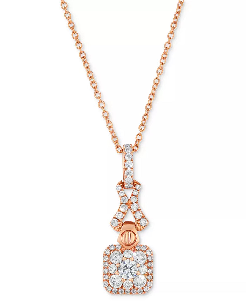 [14K] 18" Strawberry Gold  & Vanilla Diamond Pendant Necklace