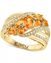 [14K] Gold  Multi-Gemstone (1-3/4 Ct.T.W.) & Diamond (1/4 Ct. T.W.) Cluster Statement Ring