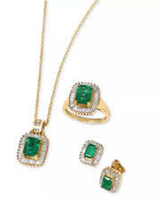 [14K, 1-3/8 Cttw, 1/2 Cttw] Brasilica Baguette-Cut Emerald & Diamonds