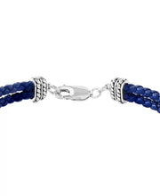  Mens Sterling Silver Lapis Lazuli Leather Cord Bracelet