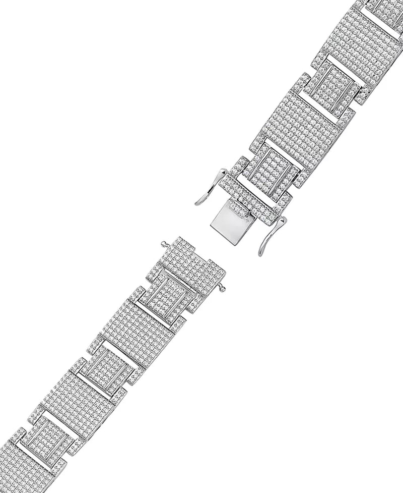 [10K, 6-1/2 Ct. T.W.] White Gold  Diamond Pavã© Square Link Bracelet