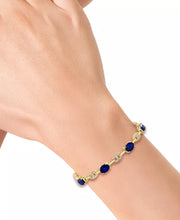 [3-3/4 Ct. T.W] 14K Gold Sapphire & [1/8 Ct. T.W] Diamond Mariner Tennis Link Bracelet