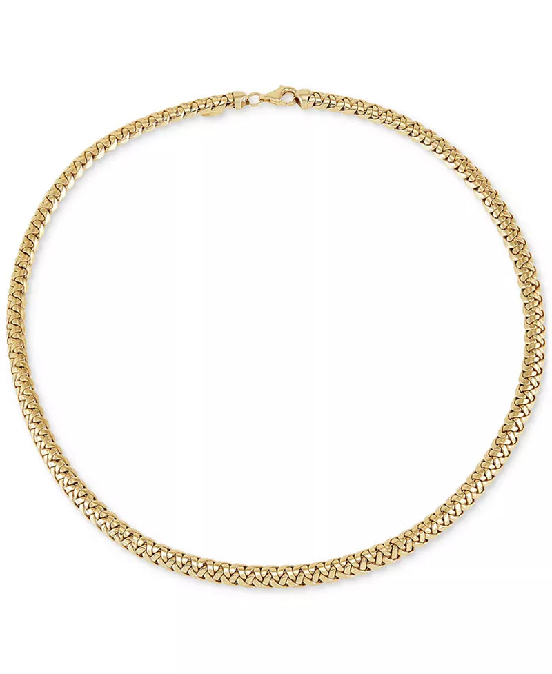 [14K] Gold Polished Woven Link 17" Chain Necklace