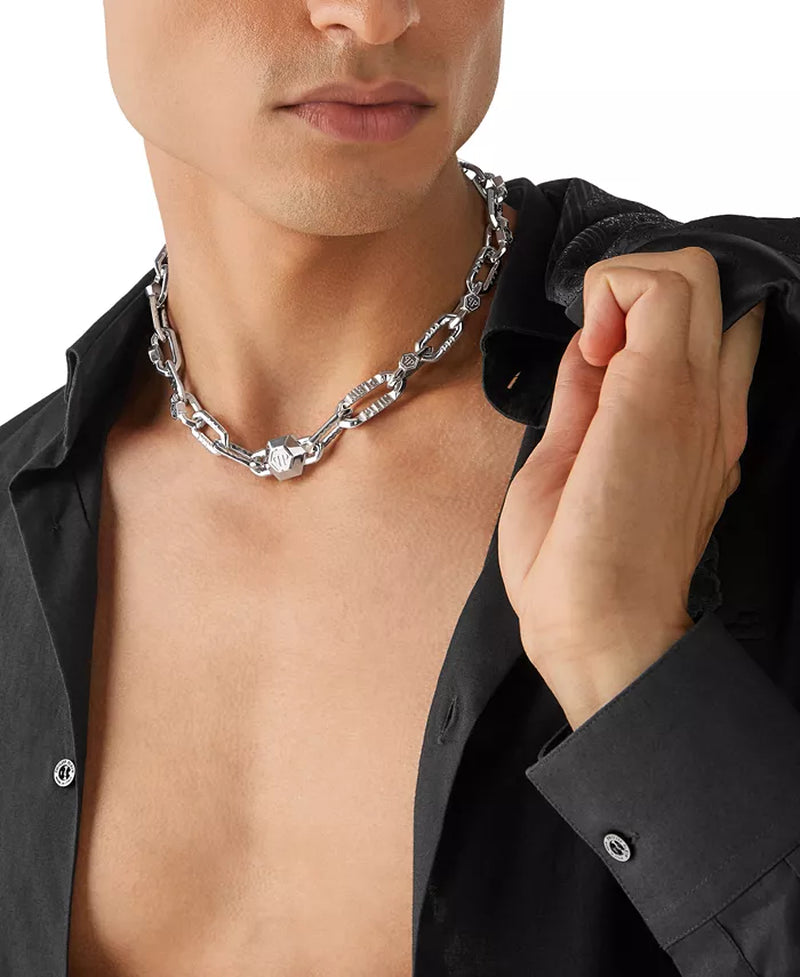 [17-3/4'] Stainless Steel Men's Edge Link Necklace