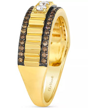 [14K, 1/2 Ct. T.W.] Gold Chocolatierâ® Chocolate Diamond & Vanilla Diamond Ridge Texture Ring