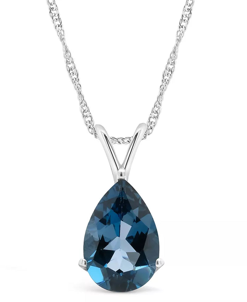 [14K, 3-5/8 Ct. T.W.] White Gold London Topaz Pendant