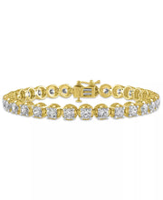 [14K, 10 Ct. T.W.]  IGI Certified Yellow Gold Diamond Tennis Bracelet