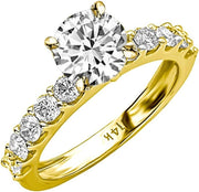 [14K, 2 Ct] White Gold Classic Elegant Single Row Lab Grown Diamond Engagement Ring