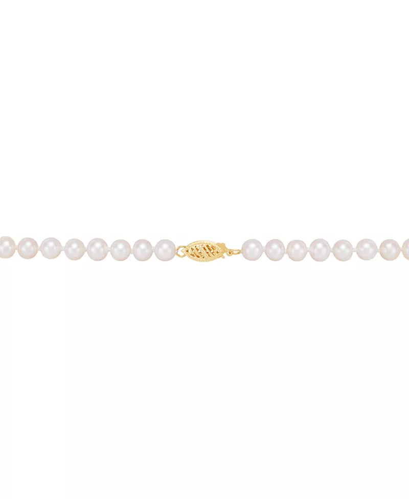 Cultured Freshwater Pearl (5 & 8-1/2Mm) & Diamond (1/5 Ct. T.W.) Ribbon 17" Collar Necklace in 10K Gold