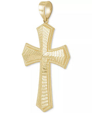 [10K] Gold Textured Raised Border Cross Pendant