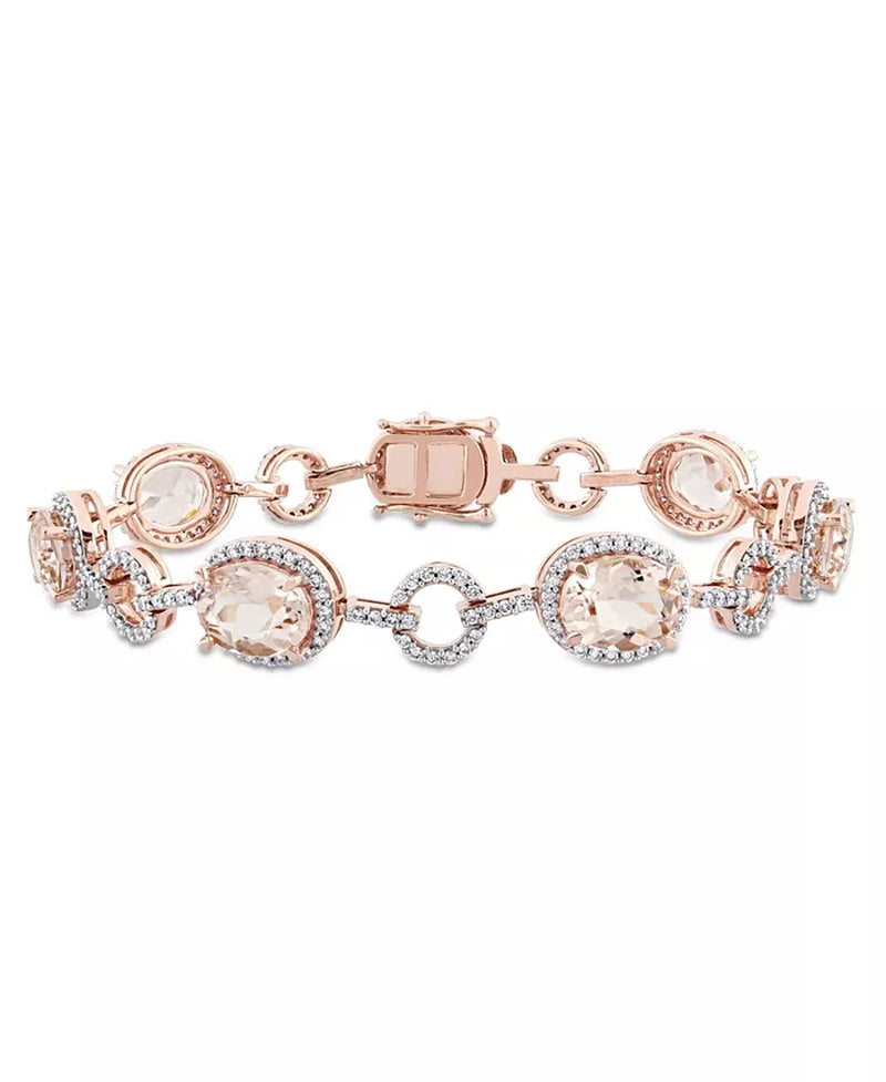 [11 3/4 Ct. T.W.] 14K Rose Gold Morganite & [1 1/2 Ct. T.W.] Diamond Link Bracelet