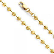 [14K, 2.9Mm] Gold  Moon-Cut 22" Length Ball & Chain Necklace