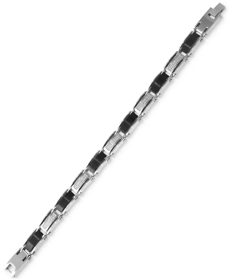[1/4 Ct. T.W.] Stainless Steel & Black Ion-Plate Diamond Link Bracelet