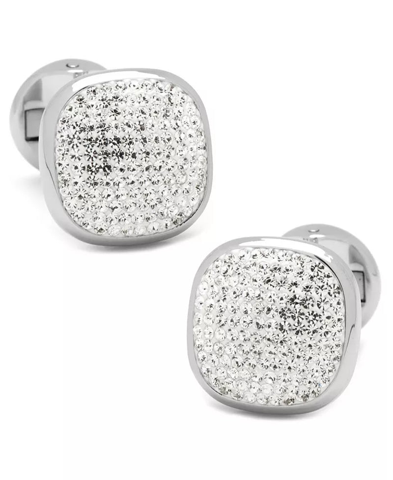 Mens Pave Preciosa Crystals Cufflink Stud Set