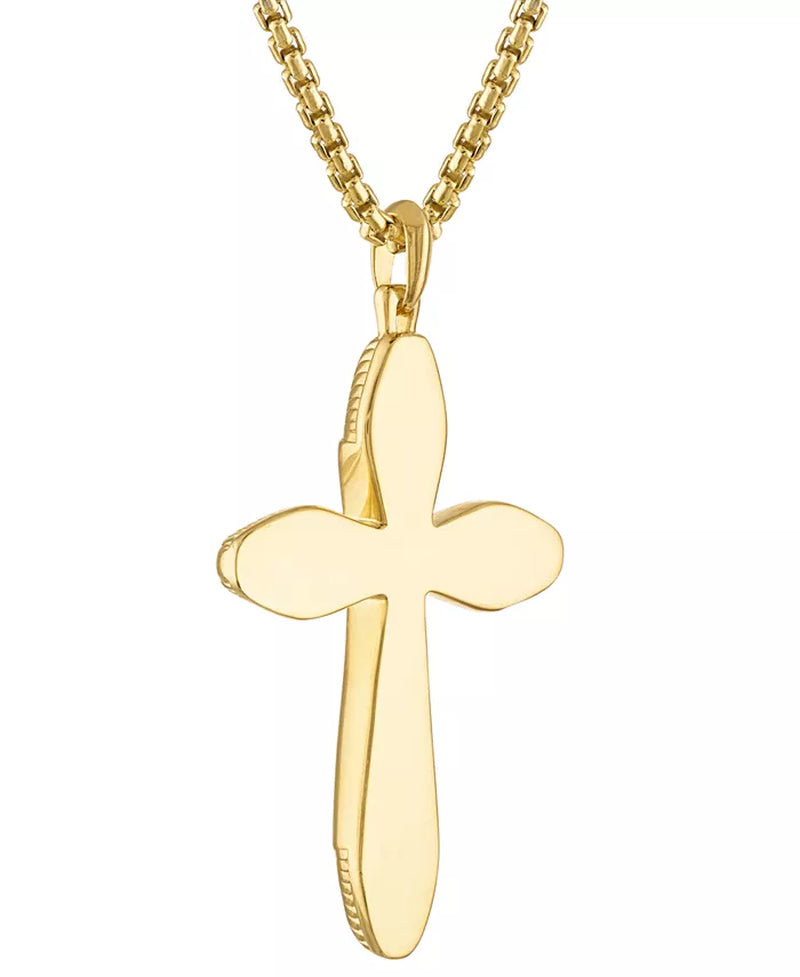 [14K] Gold-Plated Sterling Silver Black Icon Agate Cross Pendant